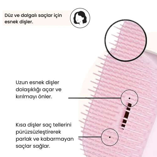 Tangle Teezer Compact Styler Pink Matte Chrome Saç Fırçası - Düz ve Kıvırcık Saçlar için Çanta Boy Tarak - 3