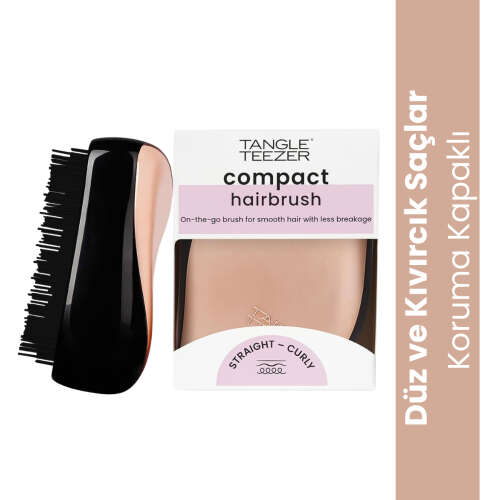 Tangle Teezer Compact Styler Rose Gold Black Saç Fırçası -Kıvırcık ve Düz Saçlar için Seyahat Boy Tarak - 2