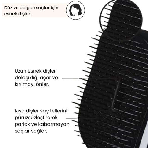Tangle Teezer Compact Styler Rose Gold Black Saç Fırçası -Kıvırcık ve Düz Saçlar için Seyahat Boy Tarak - 4