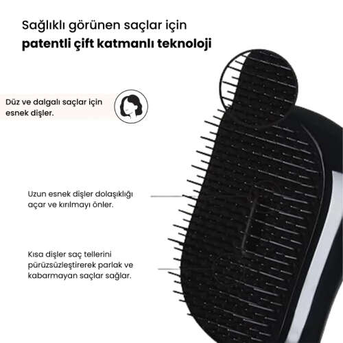 Tangle Teezer Compact Styler Rose Gold Black Saç Fırçası -Kıvırcık ve Düz Saçlar için Seyahat Boy Tarak - 2