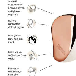 Tangle Teezer Compact Styler Rose Gold Ivory Kapaklı Saç Fırçası - Düz Kıvırcık Saçlar için Seyahat Boy Tarak - 4