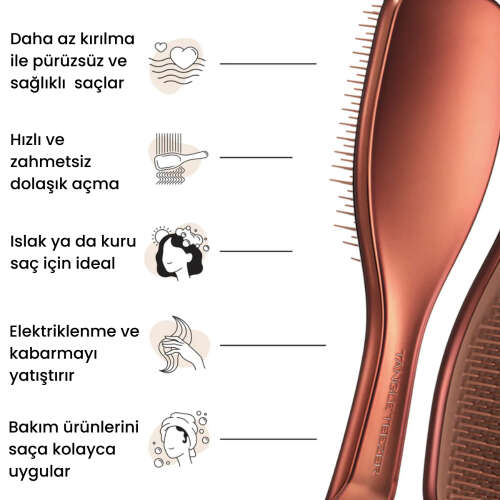 Tangle Teezer Ultimate Detangler Chrome Choc Bronze Islak ve Kuru Düz ve Kıvırcık Saçlar için Saç Fırçası-Tarak - 3