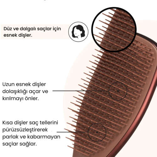 Tangle Teezer Ultimate Detangler Chrome Choc Bronze Islak ve Kuru Düz ve Kıvırcık Saçlar için Saç Fırçası-Tarak - 4