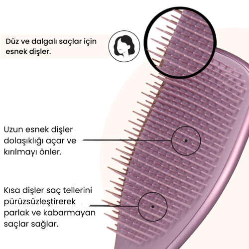 Tangle Teezer Ultimate Detangler Chrome Mauve Copper Islak ve Kuru Düz ve Kıvırcık Saçlar için Saç Fırçası-Tarak - 4