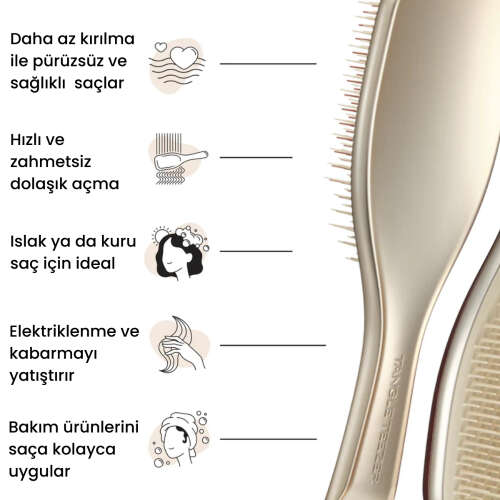 Tangle Teezer Ultimate Detangler Chrome Champagne Gold Islak ve Kuru Düz ve Kıvırcık Saçlar için Saç Fırçası-Tarak - 3