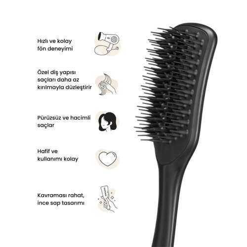 Tangle Teezer The Ultimate Blow Dry Jet Black Tüm Saç tipleri için Saç Şekillendirici Fön Fırçası-Tarak - 3
