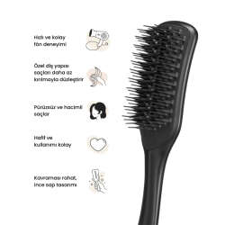 Tangle Teezer The Ultimate Blow Dry Jet Black Tüm Saç tipleri için Saç Şekillendirici Fön Fırçası-Tarak - 3