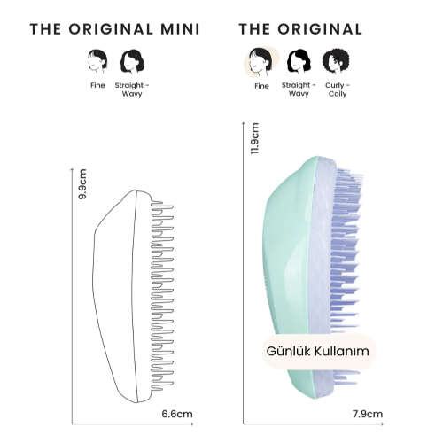 Tangle Teezer Original Fine Fragile İnce Telli ve Yıpranmış Saçlar İçin Mint-Lilac Saç Fırçası-Tarak - 8