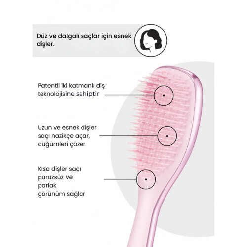 Tangle Teezer Mini Ultimate Detangler Satin Pink Chrome Saç Fırçası-Tarak Mini Boy - 3