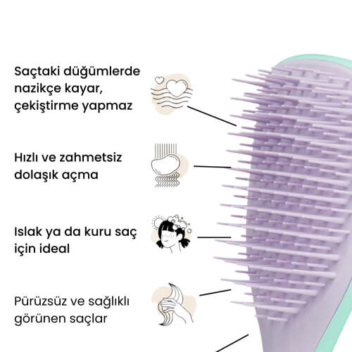 Tangle Teezer The Ultimate Detangler Mint ve Lilac Eletriklenme Önleyici Mini Boy Tarak - Düz ve Kıvırcık Saçlar - 5