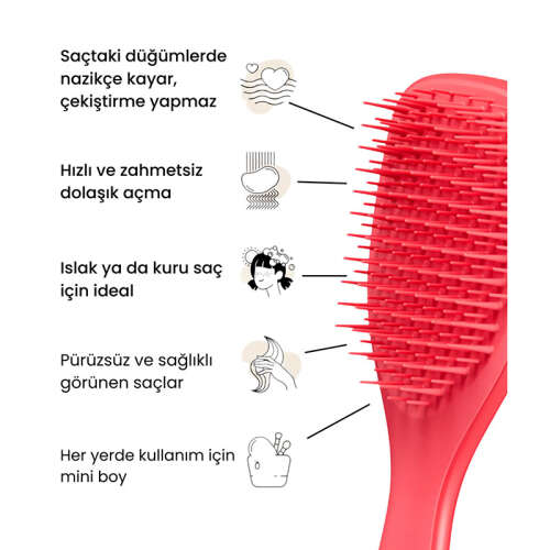 Tangle Teezer The Ultimate Detangler Kids Pink Punch Mini Boy Düğüm açıcı Saç Fırçası-Tarak - Düz ve Kıvırcık Saçlar - 3