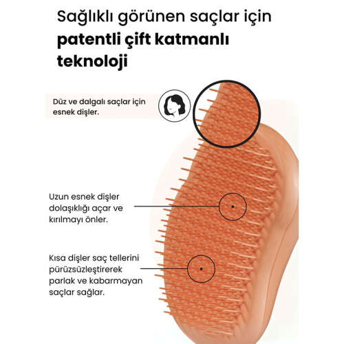 Tangle Teezer Original Plant Brush Orange Düz ve Dalgalı Saçlar için Saç Fırçası-Tarak - 3