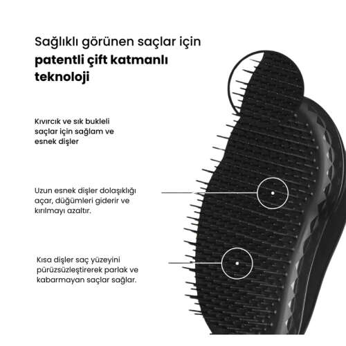 Tangle Teezer Original Panther Black Düz-Kıvırcık Saçlar için Saç Fırçası-Tarak - 3
