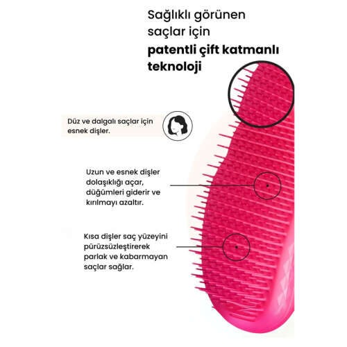 Tangle Teezer Original Pink Fizz Düz-Kıvırcık Saçlar için Saç Fırçası-Tarak - 5