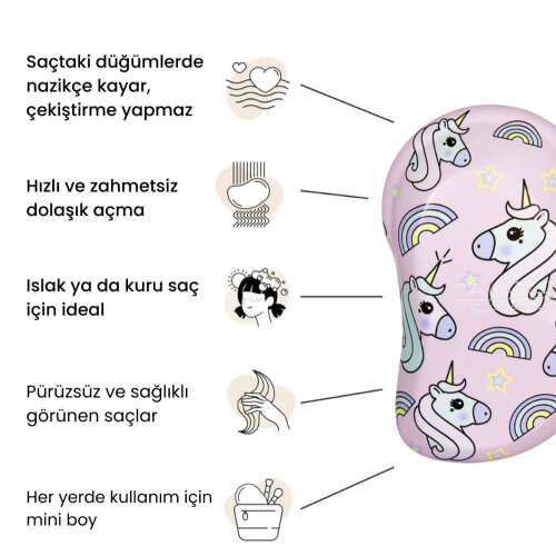 Tangle Teezer Small Original Childrens Unicorn Multi Çocuk Düğüm Açıcı Saç Fırçası-Tarak - Düz ve Kıvırcık Saçlar - 4