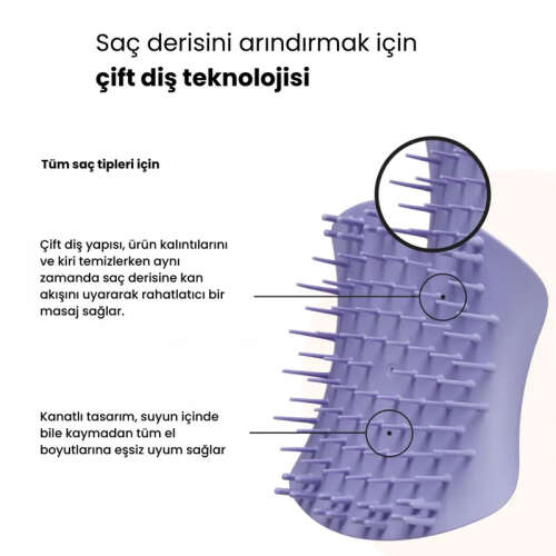 Tangle Teezer Scalp Brush Lilac Masaj ve Saç Fırçası-Tarak Islak Kullanım - Tüm Saç Tipleri - 3