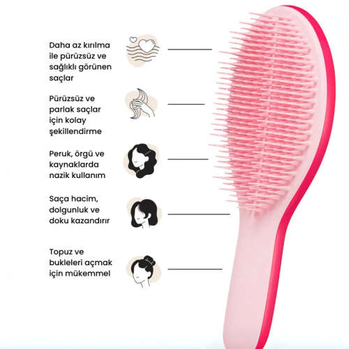 Tangle Teezer The Ultimate Styler Bright Pink Tüm Saç Tipleri için Kuru Şekillendirme ve Hacim Etkili Tarak - 2