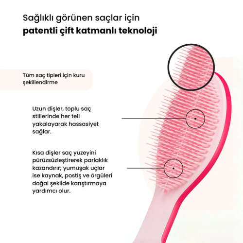 Tangle Teezer The Ultimate Styler Bright Pink Tüm Saç Tipleri için Kuru Şekillendirme ve Hacim Etkili Tarak - 3