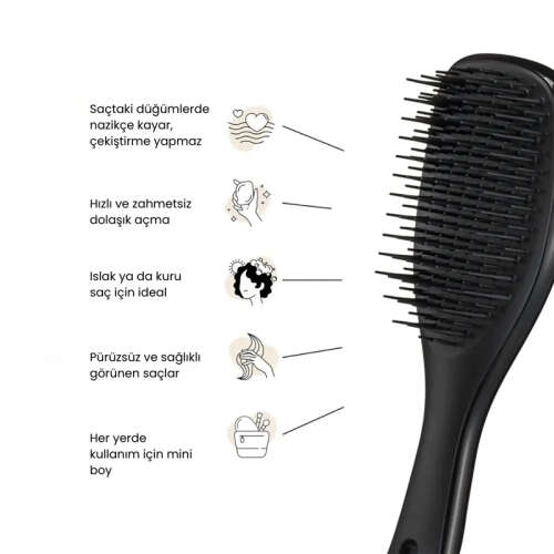 Tangle Teezer The Ultimate Detangler Black Eletriklenme Önleyici Mini Boy Tarak - Düz ve Kıvırcık Saçlar - 3