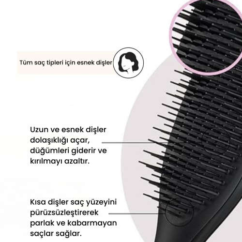 Tangle Teezer The Ultimate Detangler Black Eletriklenme Önleyici Saç Fırçası-Tarak - Düz ve Kıvırcık Saçlar - 3
