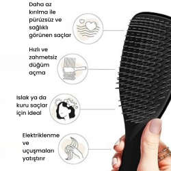 Tangle Teezer The Ultimate Detangler Black Eletriklenme Önleyici Saç Fırçası-Tarak - Düz ve Kıvırcık Saçlar - 4