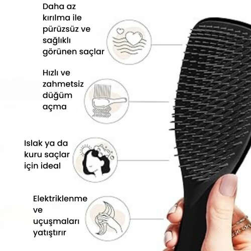 Tangle Teezer The Ultimate Detangler Black Eletriklenme Önleyici Saç Fırçası-Tarak - Düz ve Kıvırcık Saçlar - 4