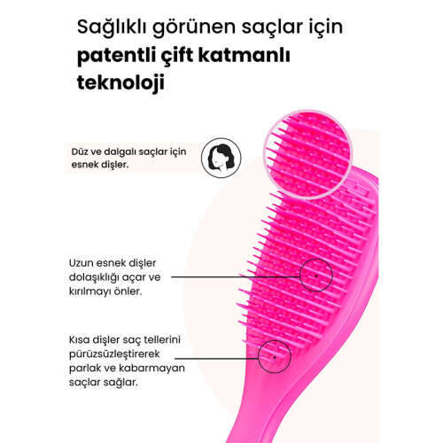 Tangle Teezer The Ultimate Detangler Runway Pink Eletriklenme Önleyici Saç Fırçası-Tarak - Düz ve Kıvırcık Saçlar - 3