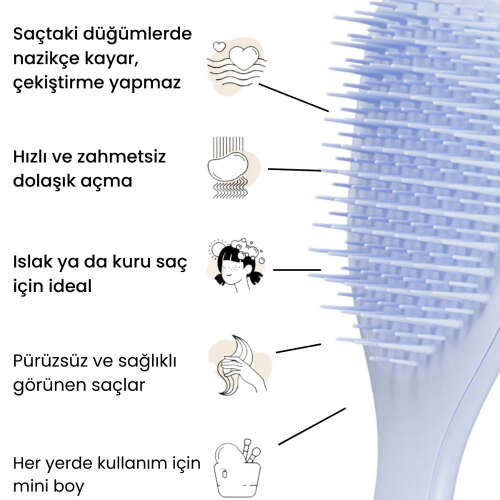Tangle Teezer The Ultimate Detangler Digital Lavender Eletriklenme Önleyici Mini Boy Tarak - Düz - Kıvırcık Saçlar - 7