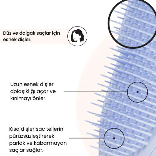 Tangle Teezer The Ultimate Detangler Digital Lavender Eletriklenme Önleyici Mini Boy Tarak - Düz - Kıvırcık Saçlar - 6