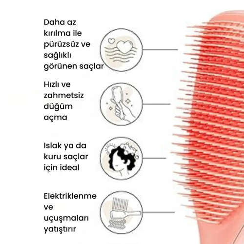 Tangle Teezer The Ultimate Detangler Large Peach Eletriklenme Önleyici Saç Fırçası-Tarak - Düz ve Kıvırcık Saçlar - 4