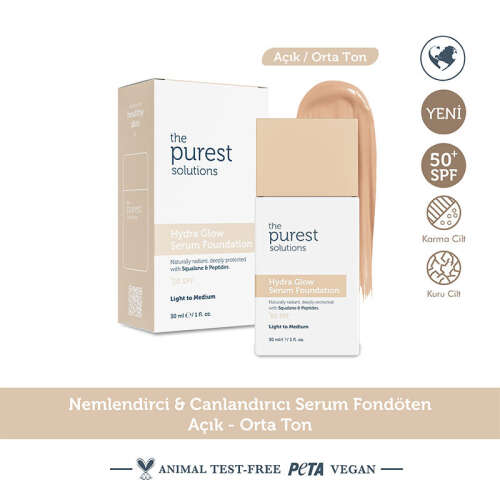 The Purest Solutions Hydra Glow Nemlendirici Serum Fondöten SPF50+ 30 ml - Açık-Orta Ton - 3