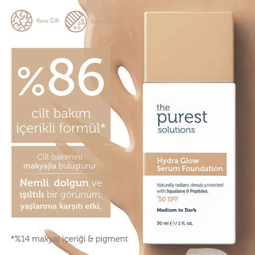 The Purest Solutions Hydra Glow Nemlendirici Serum Fondöten SPF50+ 30 ml - Orta-Koyu Ton - 5