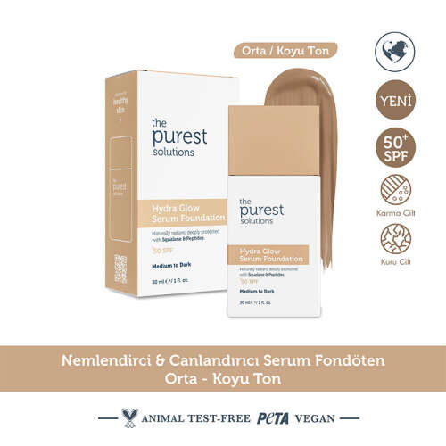 The Purest Solutions Hydra Glow Nemlendirici Serum Fondöten SPF50+ 30 ml - Orta-Koyu Ton - 3
