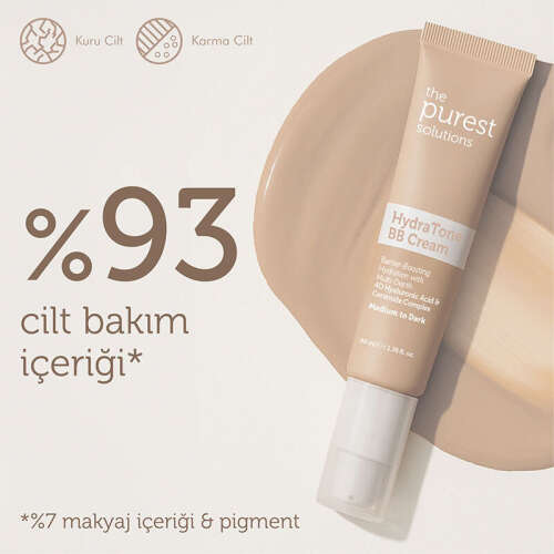 The Purest Solutions Kuru ve Karma Ciltler İçin Yoğun Nemlendirici BB Krem SPF 50+ 40 ml - Orta-Koyu Ton - 4