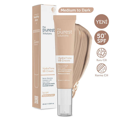 The Purest Solutions Kuru ve Karma Ciltler İçin Yoğun Nemlendirici BB Krem SPF 50+ 40 ml - Orta-Koyu Ton - 2