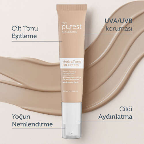 The Purest Solutions Kuru ve Karma Ciltler İçin Yoğun Nemlendirici BB Krem SPF 50+ 40 ml - Orta-Koyu Ton - 6