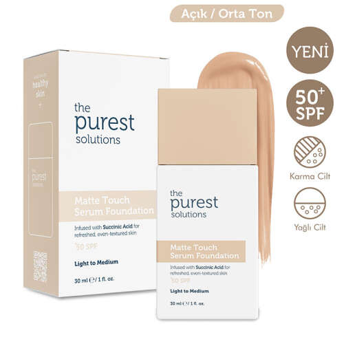 The Purest Solutions Matte Touch Sebum Dengeleyici ve Matlaştırıcı Serum Fondöten SPF50+ 30 ml - Açık-Orta Ton - 2