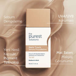 The Purest Solutions Matte Touch Sebum Dengeleyici ve Matlaştırıcı Serum Fondöten SPF50+ 30 ml - Orta-Koyu Ton - 7