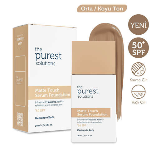 The Purest Solutions Matte Touch Sebum Dengeleyici ve Matlaştırıcı Serum Fondöten SPF50+ 30 ml - Orta-Koyu Ton - 2