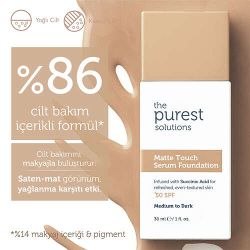 The Purest Solutions Matte Touch Sebum Dengeleyici ve Matlaştırıcı Serum Fondöten SPF50+ 30 ml - Orta-Koyu Ton - 5
