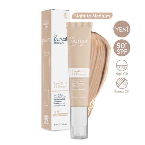 The Purest Solutions Yağlı ve Karma Ciltler İçin Matlaştırıcı BB Krem SPF 50+ 40 ml – Açık-Orta Ton - 2