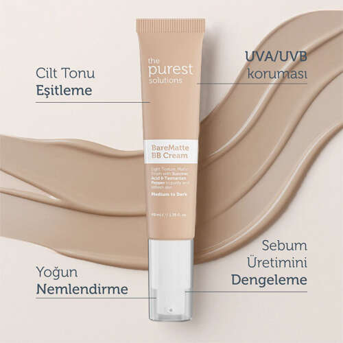 The Purest Solutions Yağlı ve Karma Ciltler İçin Matlaştırıcı BB Krem SPF 50+ 40 ml – Orta-Koyu Ton - 6
