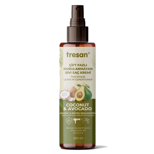 Tresan Hindistan Cevizi ve Avokado Çift Fazlı Durulanmayan Sıvı Saç Kremi 250 ml - Tresan