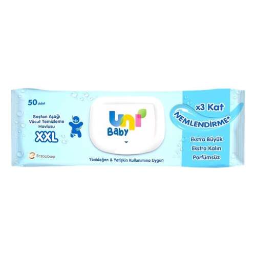 Uni Baby Vücut Temizleme Havlusu XXL 50 Adet - Uni Baby