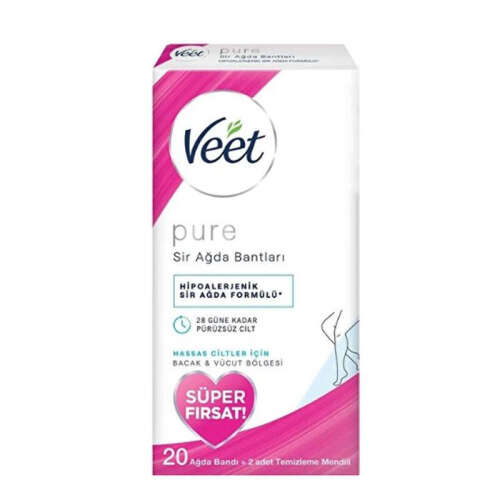 Veet Pure Bacak ve Vücut Bölgesi Sir Ağda Bantları 20 Adet - 1