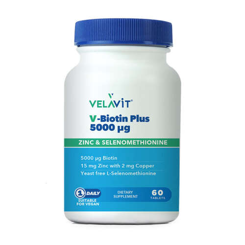 Velavit V-Biotin Plus 5000mcg Takviye Edici Gıda 60 Tablet - Velavit