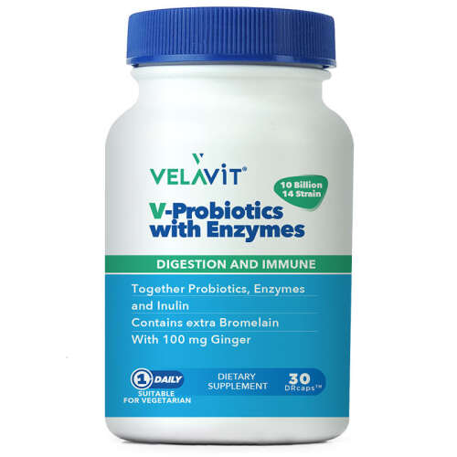 Velavit V-Probiotics Enzymes Takviye Edici Gıda 30 Kapsül - Velavit