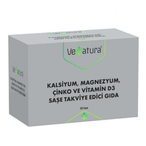 VeNatura Kalsiyum,Magnezyum,Çinko ve Vitamin D3 Saşe Takviye Edici Gıda 30 Saşe - VeNatura