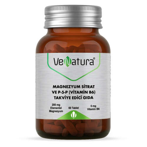 VeNatura Magnezyum Sitrat ve P-5-P (Vitamin B6) Takviye Edici Gıda 60 Tablet - 1