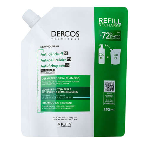 Vichy Dercos Anti Dandruff Kepek Karşıtı Şampuan 390 ml - Normal ve Yağlı Saçlar - Refill - 3